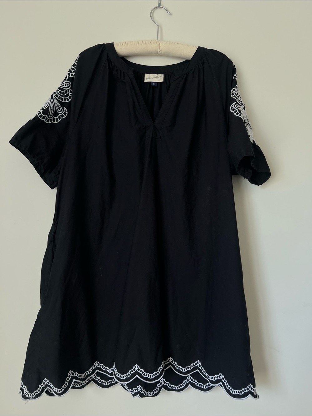 Universal Thread Black Tunic with White Embroidery